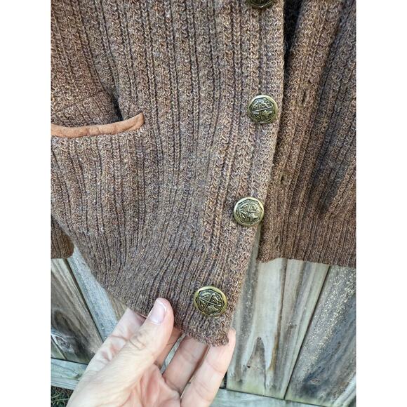 Vintage Brown Ribbed Knit Cardigan - Picture 4 of 9